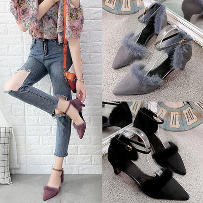 岸森尖頭貂毛單鞋 3厘米細(xì)跟，演繹秋冬優(yōu)雅與性感